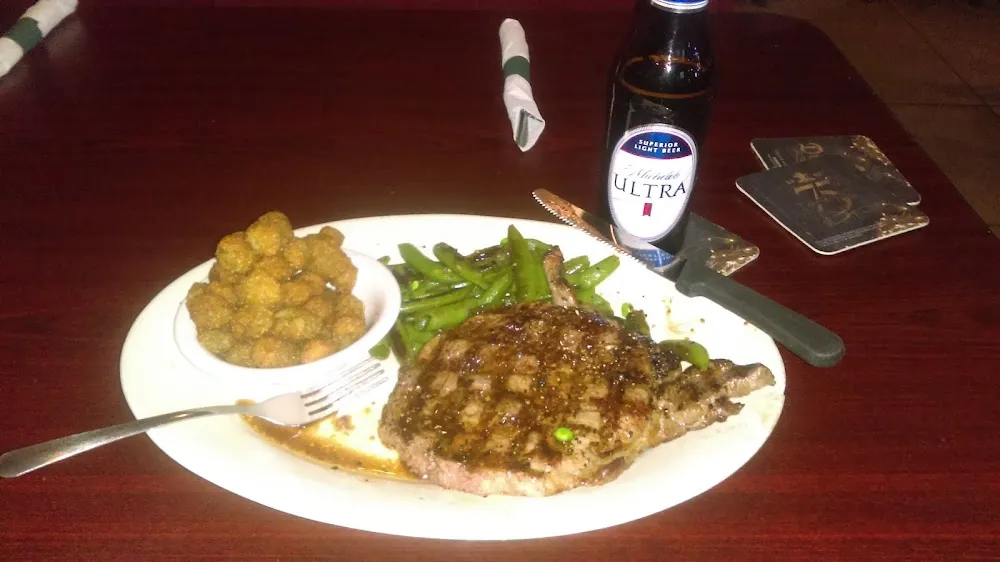 Ribeye with Green Beans and Fried Okra